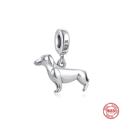 Sterling Silver Paw Print and Bone Charm Bead for Pet Bracelet Jewelry B2438