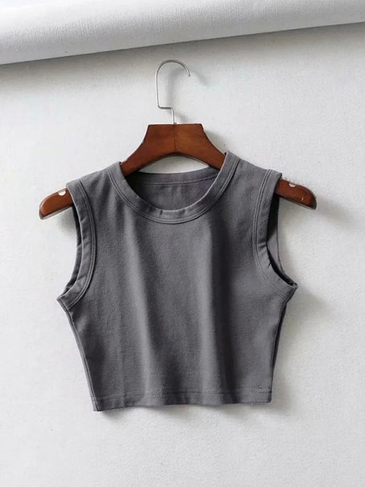 2024 Summer Vintage White Crop Tops Women Biker Punk Tank Top