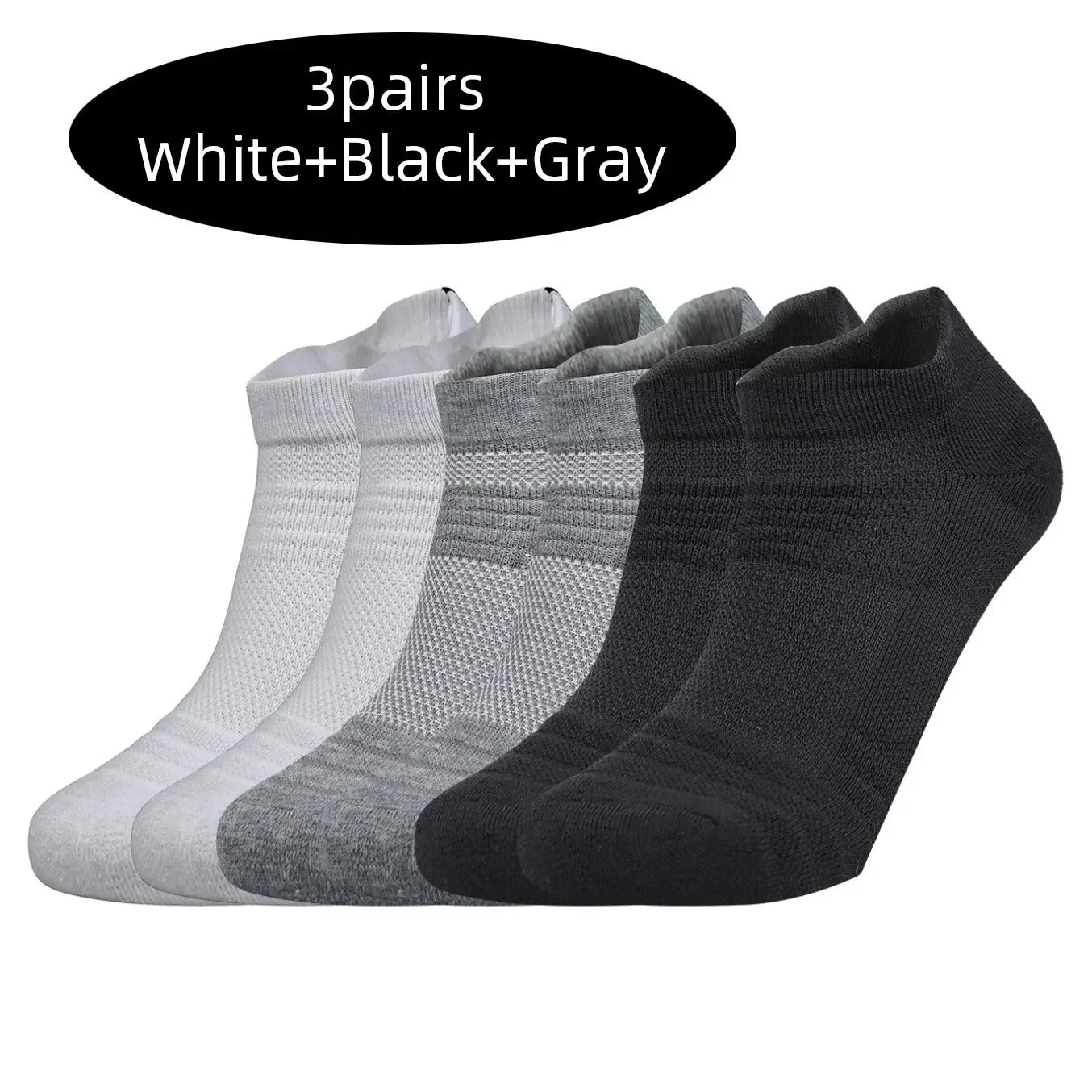 3 Pairs Unisex Performance Running Socks Breathable Cushion Ankle Support Anti Slip Sports Socks for Men and Women