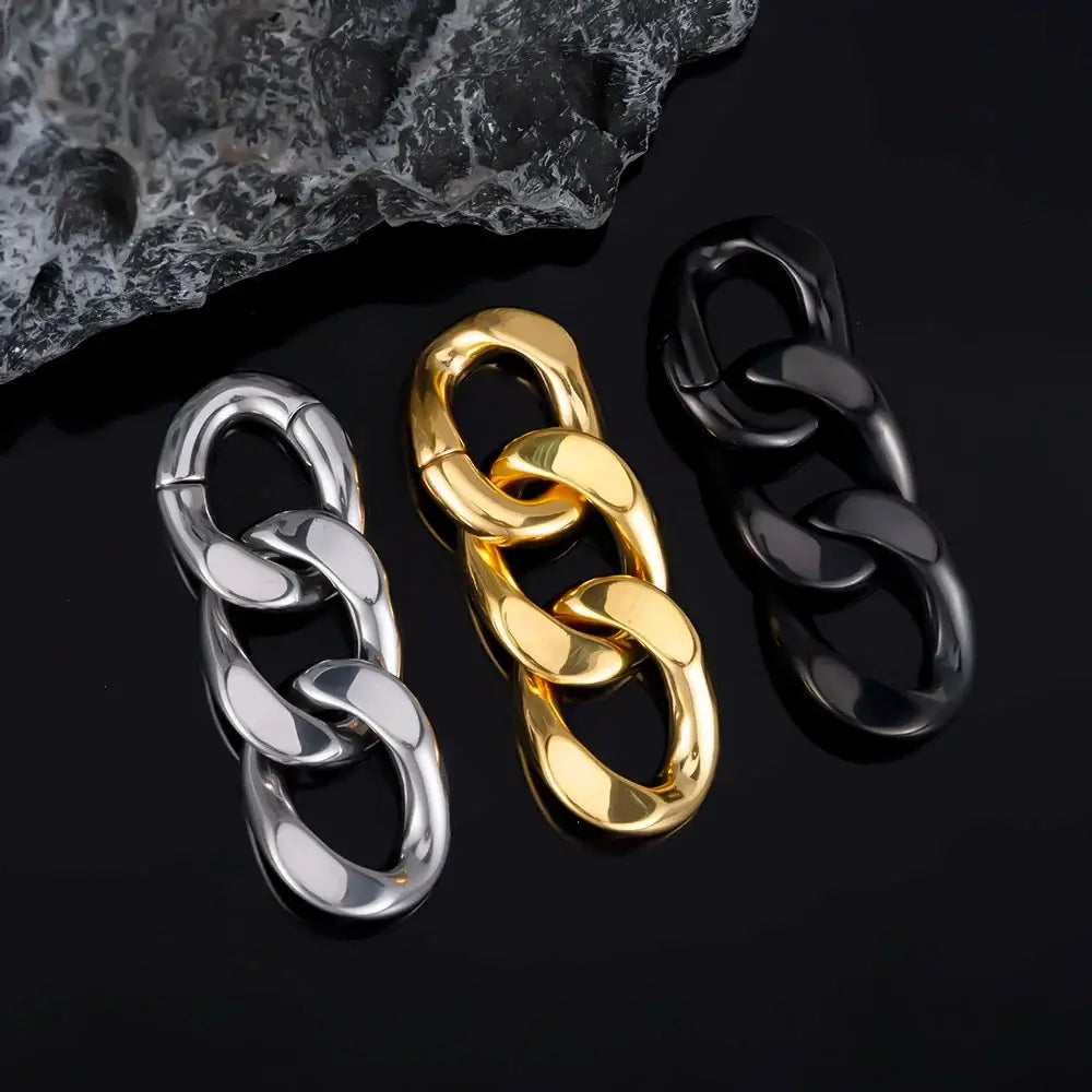 Vankula 2PCS 6mm Stainless Steel Chain Ear Weights Hangers Plugs Jewelry
