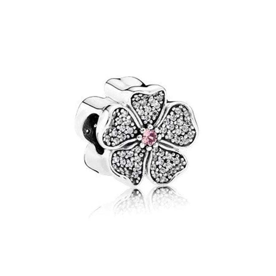 European Zircon Charm Beads 925 Silver Pendant Necklace for Women Gift P2087