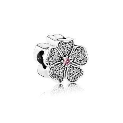 European Zircon Charm Beads 925 Silver Pendant Necklace for Women Gift P2087
