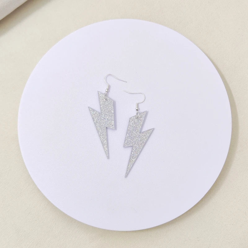 KUGUYS 6.5cm Glitter Neon Acrylic Drop Earrings for Women Classic Summer Accessory