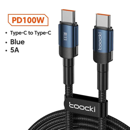 Toocki USB Type C Cable Fast Charging USB C Charger Cord 1m 2m USB A to C Blue