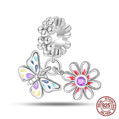 Elegant Sterling Silver Purple Flower Beads for DIY Jewelry and Charm Bracelets