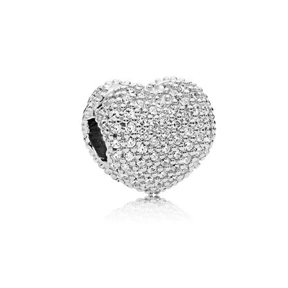Sparkling Intertwined Love Hearts Charm Beads for 925 Sterling Silver Bracelet
