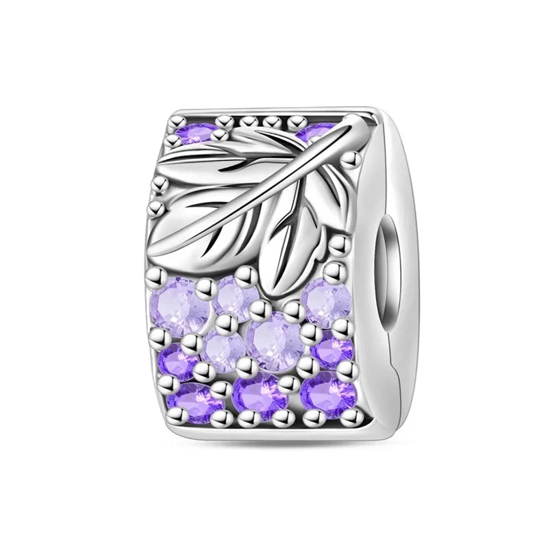 925 Sterling Silver Colorful Butterfly Star Moon Flower Beads Clip Charm for DIY Bracelet Fine Zircon Jewelry