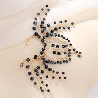 Elegant Pearl Rhinestone Bridal Ear Clips - Handmade Metal Barrettes for Women