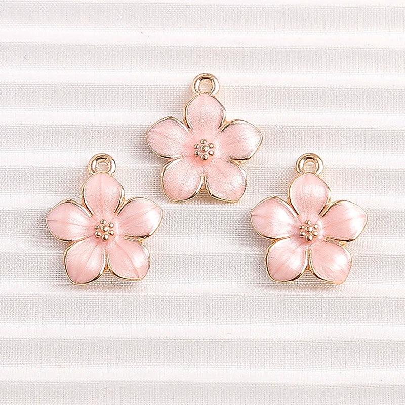 Charming Enamel Flower Pendants Set for DIY Jewelry Making 10pcs