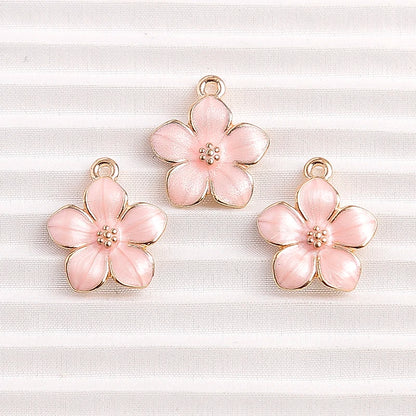 Charming Enamel Flower Pendants Set for DIY Jewelry Making 10pcs
