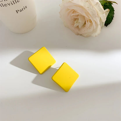 S925 Colorful Square Earrings Frosted Geometric Candy Design Acrylic Fashion Jewelry for Women
