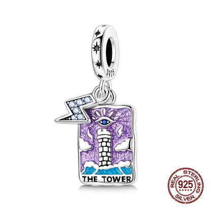 925 Sterling Silver Tarot Hourglass Bead Charm For Bracelet