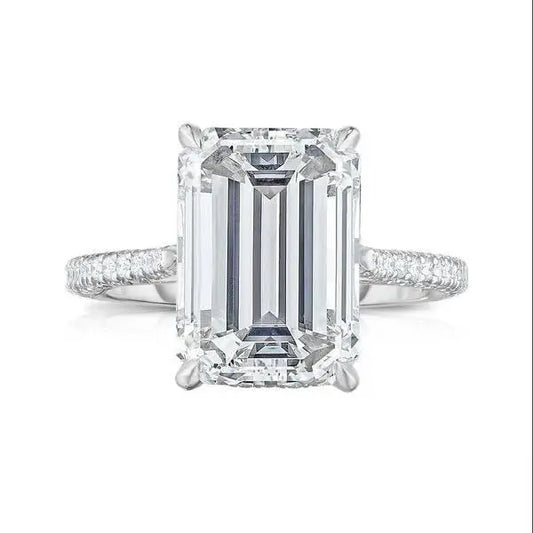 Real 100 Percent 925 Sterling Silver Diamond Engagement Wedding Band Ring Set for Women