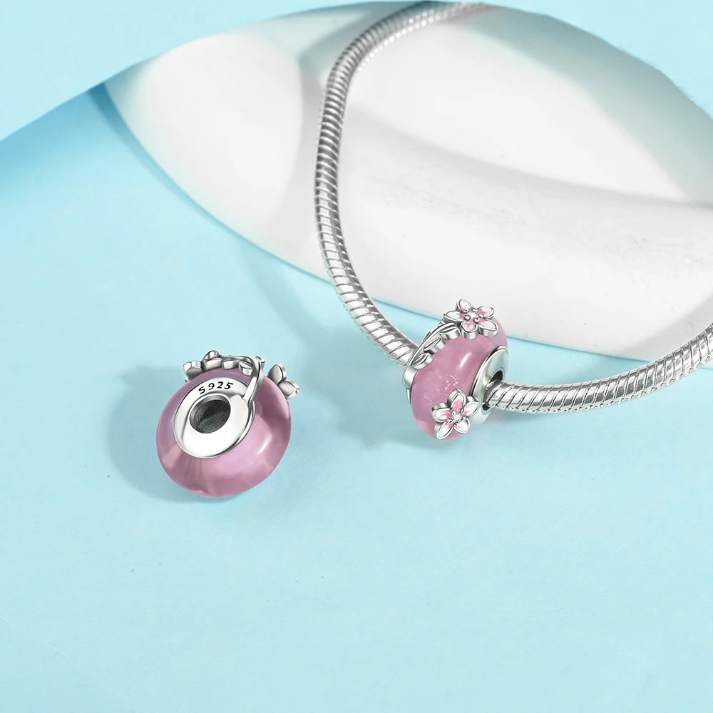 Colorful Flower Murano Glass Charm 925 Sterling Silver Top Rated DIY Jewelry for Bracelets and Necklaces