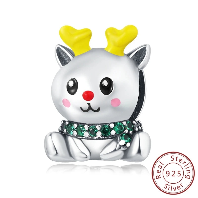 2025 Sterling Silver Christmas Charm Beads for Bracelets and Pendants SSC068