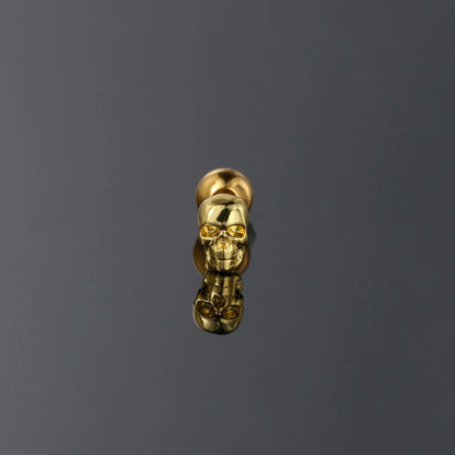 Punk Style Stainless Steel Skull Earrings for Women - Gold Helix Studs Halloween Gift