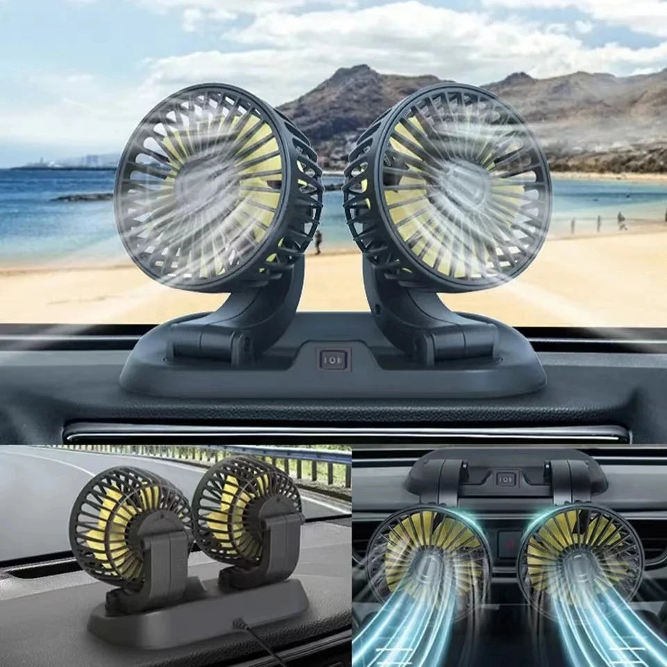 5V 12V 24V Car Fan Dual Head USB Auto Cooler Air Fan