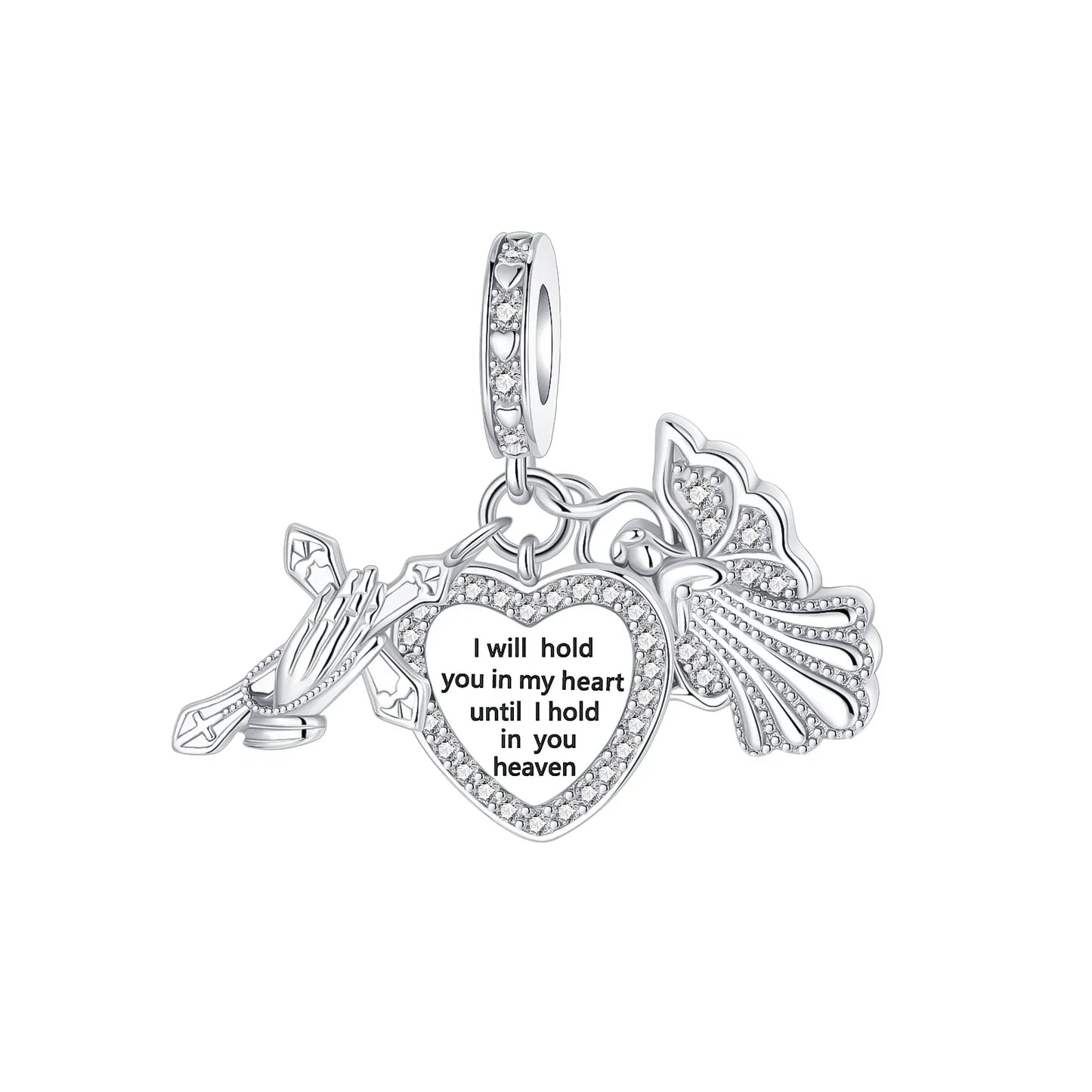 Sterling Silver 925 Angel Wing Heart Bird Charms for Bracelets and Necklaces Women's Fine DIY Jewelry Gifts