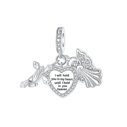 Sterling Silver 925 Angel Wing Heart Bird Charms for Bracelets and Necklaces Women's Fine DIY Jewelry Gifts
