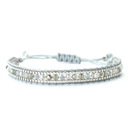 Bohemian Cord Chain Bracelet for Women - Beach Style Handmade Jewelry SilverGrey
