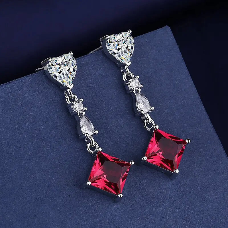 Sterling Silver CZ Crystal Plant Stud Earrings for Women and Teens