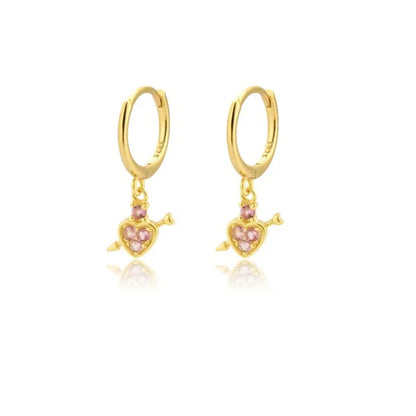 Rose Red Zircon Hoop Earrings for Women Minimalist Dangle Party Jewelry Trend 2025