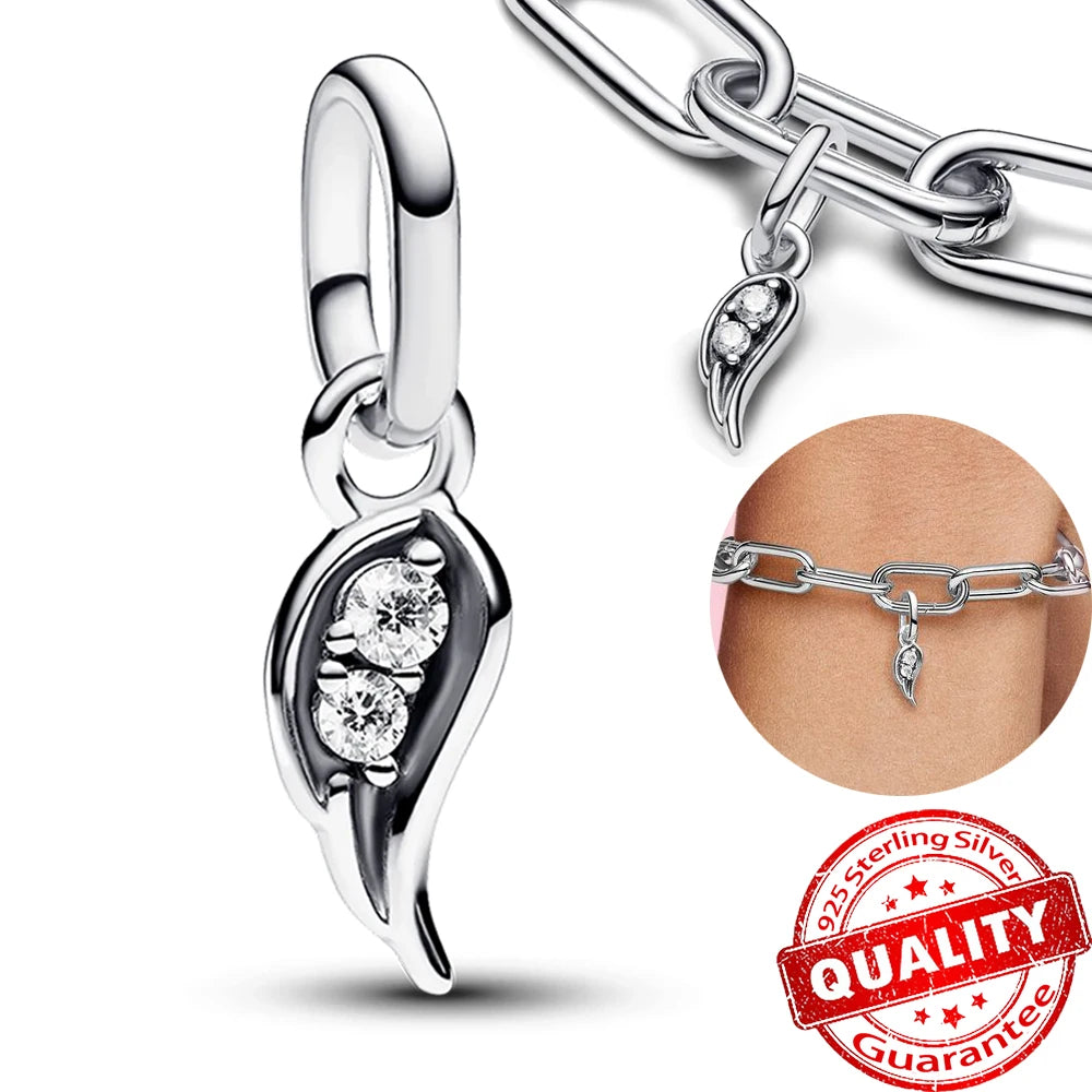 Elegant 925 Sterling Silver Pearl Heart Key Pendant for Bracelets and Necklaces FCC310