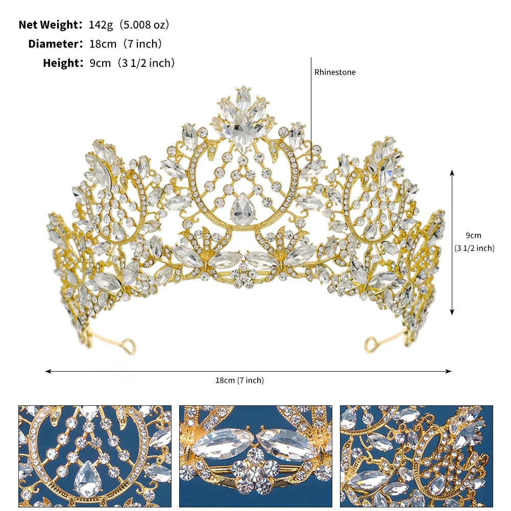 Rhinestone Crystal Bridal Tiara Crown for Women Wedding Hair Accessories