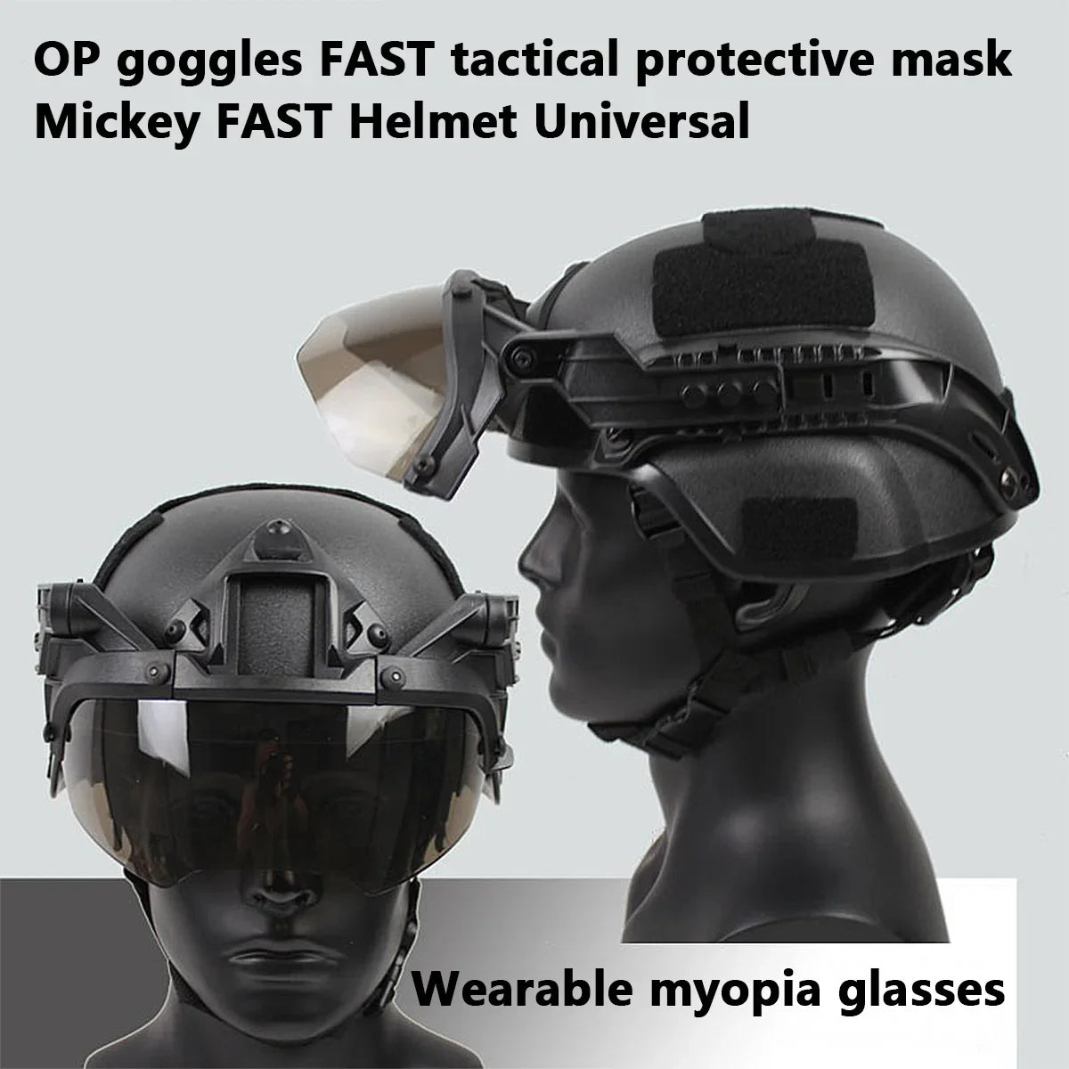 New Tactical FAST Helmet Half Face Mask With Flip Goggles