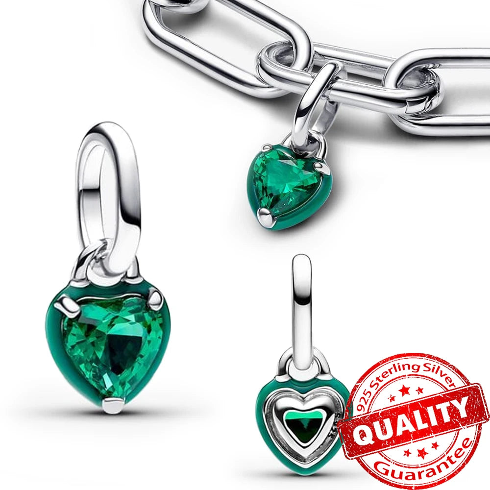 Elegant 925 Sterling Silver Pearl Heart Key Pendant for Bracelets and Necklaces FCC342-GN