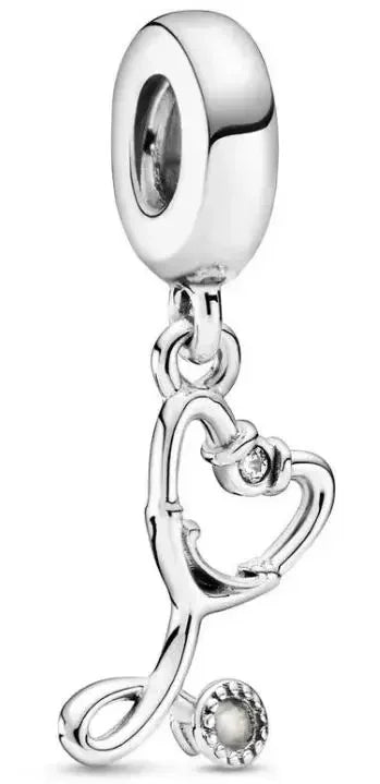 925 Sterling Silver Donut Dessert Charm Beads Zircon Accents for DIY Women Bracelet Jewelry Gift