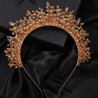 Luxury Crystal Bridal Crown Headband with Silver Diamonds Handmade Wedding Hair Accessories for Elegant Brides and Bridesmaids