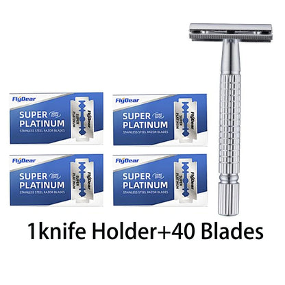 Razor Stainless Steel Double-Blade Razor for Men Shaving 1 Holder and 40 Blades