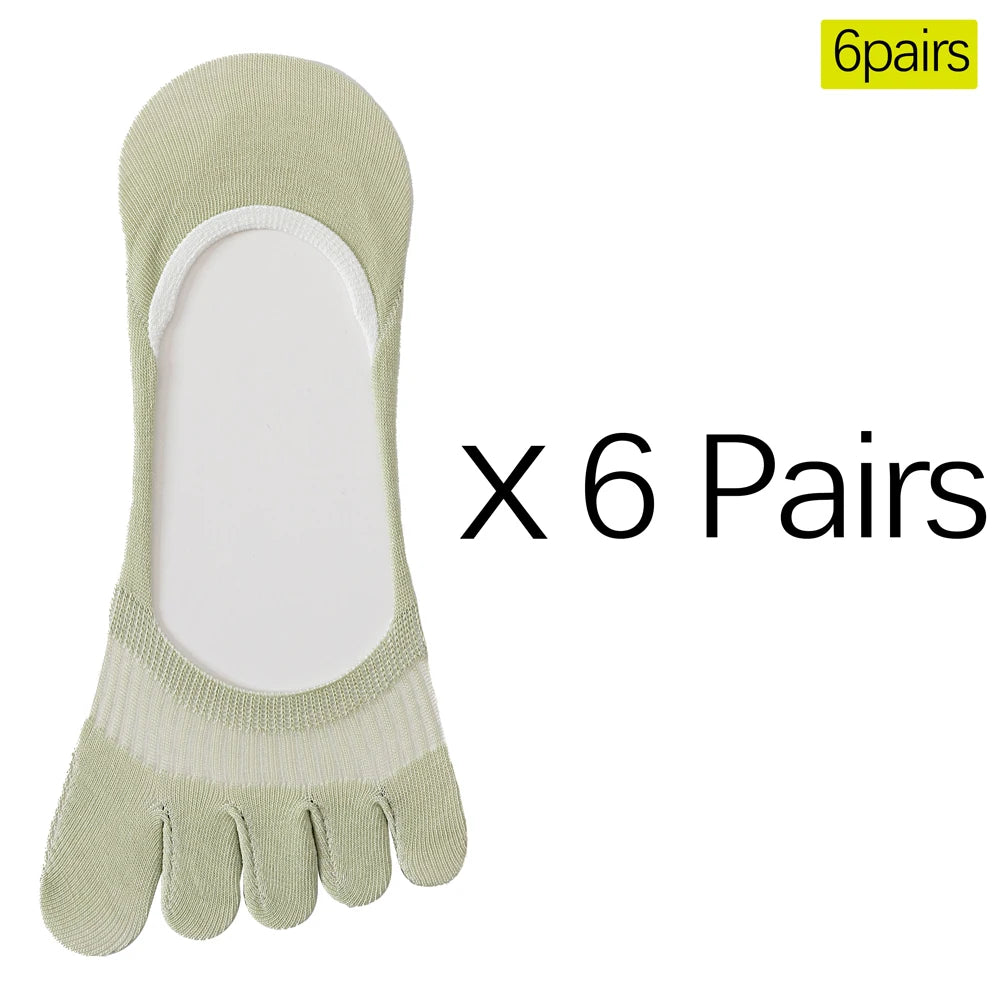 6 Pairs Cooling Mint Toe Socks For Women Non Slip Ankle