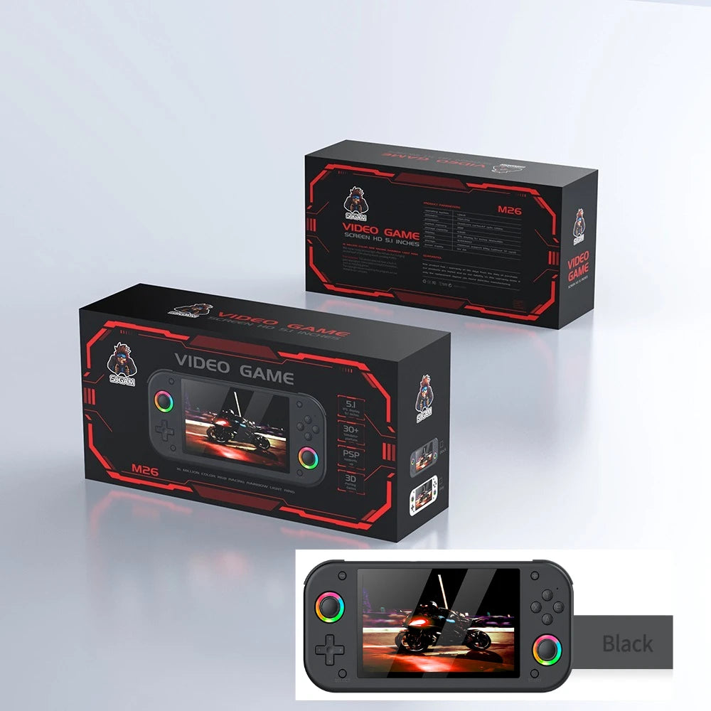 M26 Retro Handheld Game Console 5.1 Inch Screen 64GB 128GB Open Source Linux EmuELEC Portable Pocket Player 20000 Plus Games