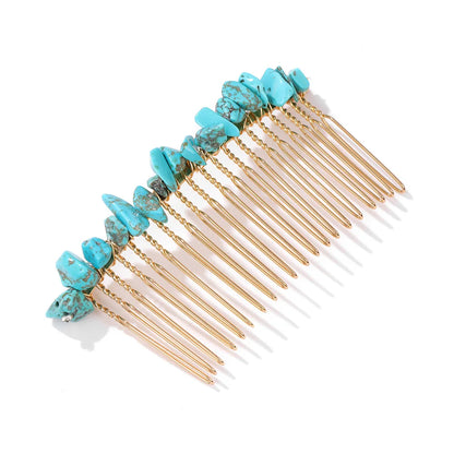 Crystal Bliss Hair Combs - Healing Quartz Stone Hair Accessories for Weddings & Special Occasions Blue Howlite