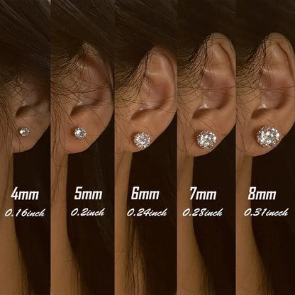 2PC Magnetic Clip-On Zircon Earrings for Unisex Easy Wear Punk Style Non-Piercing Jewelry