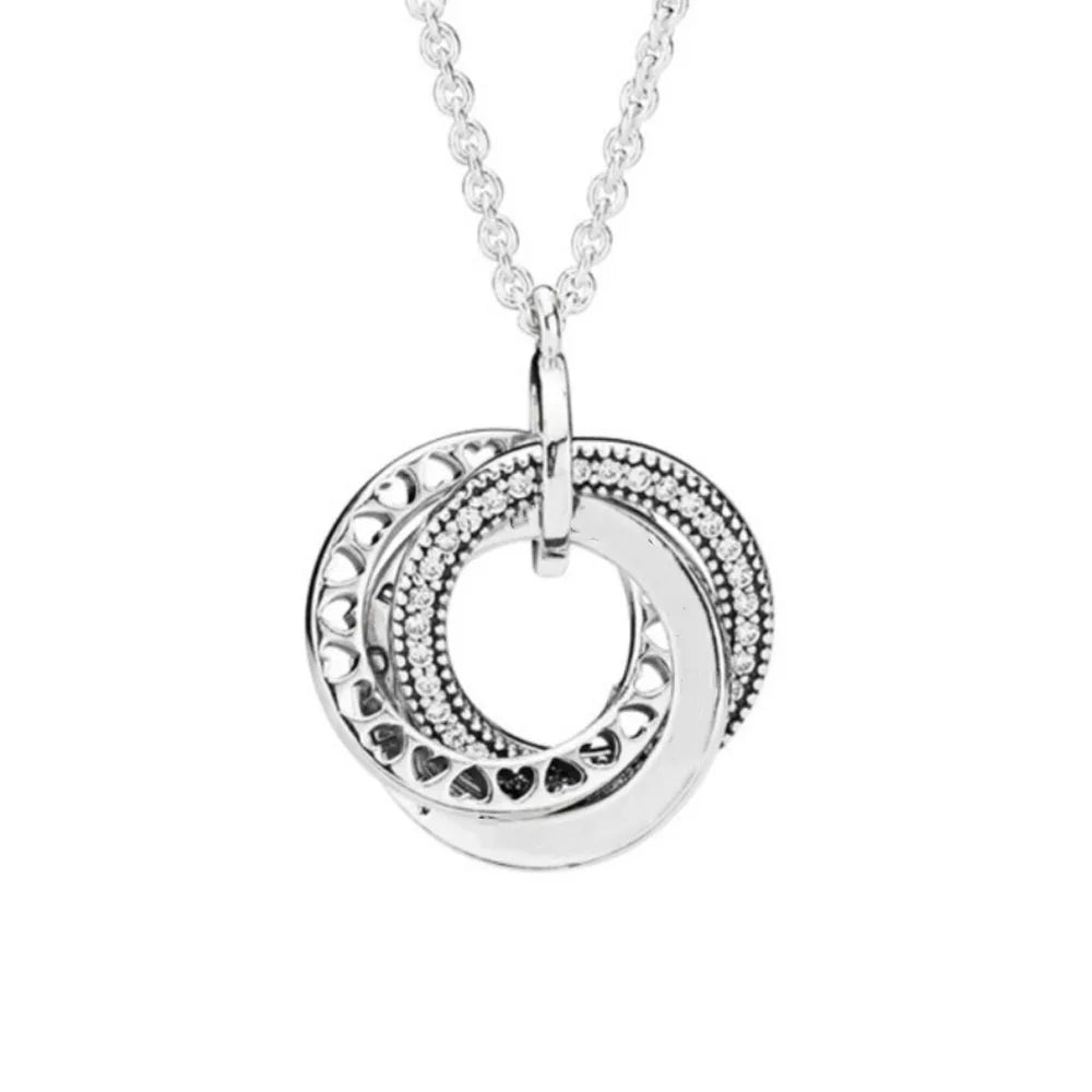 New 925 Sterling Silver Heart-Shaped Necklace with Purple Blue and Green Zircon for Exquisite Jewelry Gifts for Women