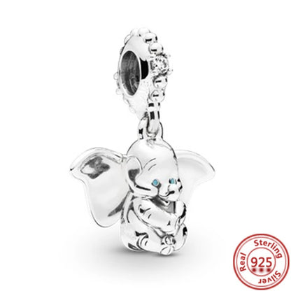 925 Sterling Silver Animal Charms Bracelet Beads with Zircon - Unicorn, Squirrel, Elephant Y110