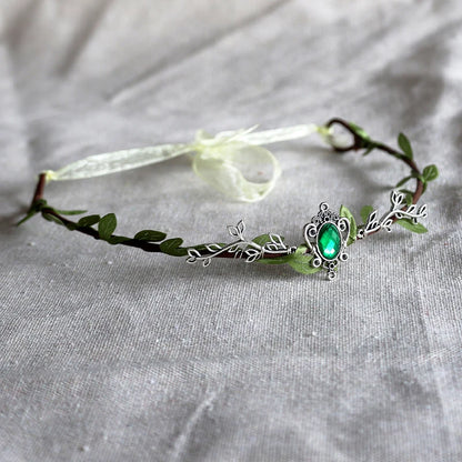 Fairycore Crystal Leaves Elf Tiara for Cosplay and Bridal Elegance