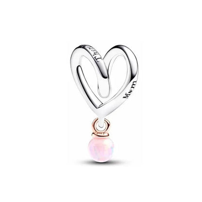 925 Sterling Silver Colorful Infinite Heart Flower Charms with Zircon for Pendant Bracelet Necklace DIY Fine Jewelry
