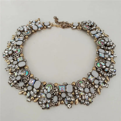 Indian Ethnic Crystal Rhinestone Necklace Earrings Set for Bridal 2024 White