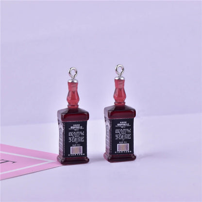 Vibrant Resin 3D Wine Bottle Charms Set for DIY Jewelry and Crafts