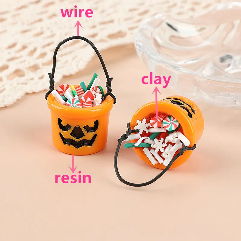 Christmas Charm Set 3D Resin Candy Basket Pendants Fashion DIY Accessories