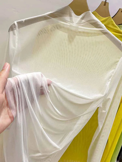 Dozw Transparent Gauze Top Women Half High Collar Sunscreen