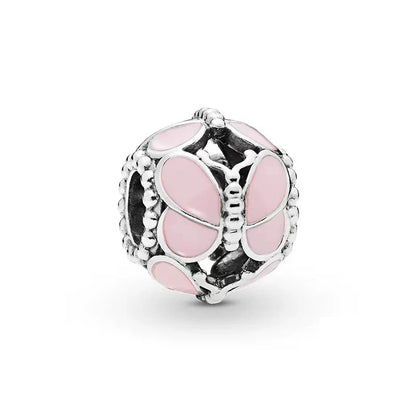 Hot Pink Murano Glass Charm Bead For 925 Bracelet Pendant