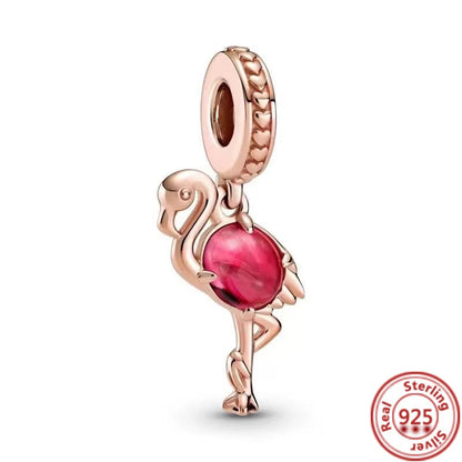925 Sterling Silver Animal Charms Bracelet Beads with Zircon - Unicorn, Squirrel, Elephant Y721