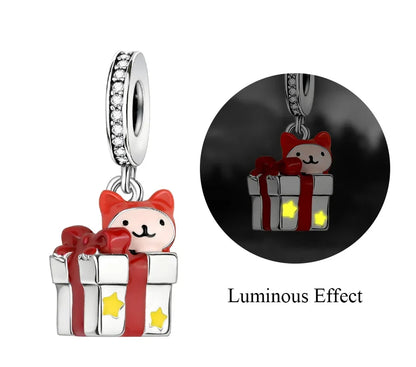Festive Charm 925 Sterling Silver Christmas Bell Trojan Candy Zircon Bead for Bracelet and Necklace DIY Fine Jewelry Gift