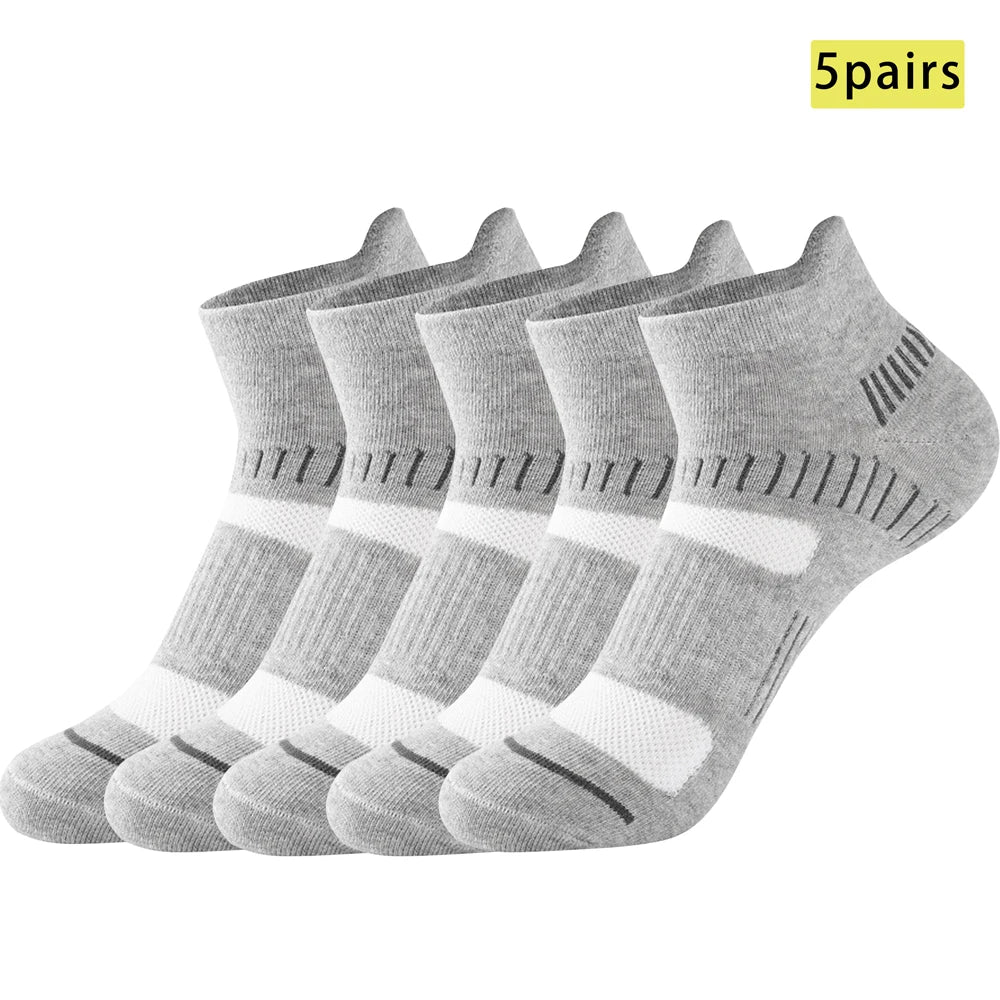 5 Pairs Mens All Season Cotton Crew Socks Moisture Wicking