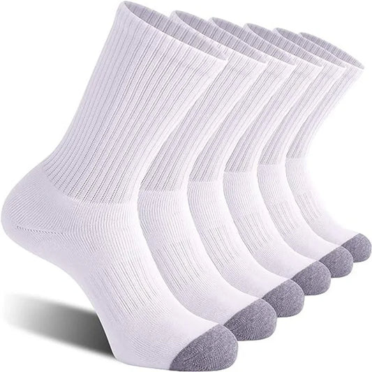 Large Men Cotton Knee High Sports Socks White Bulk